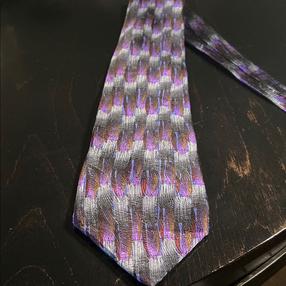 Vintage J. Garcia Tie with Purple Gray Black and Indigo Pattern